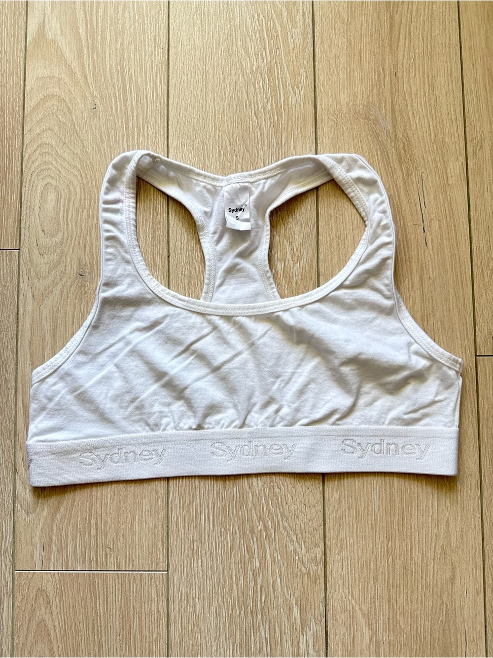 Sydney White Cotton Racerback Bra Women’s Size Small